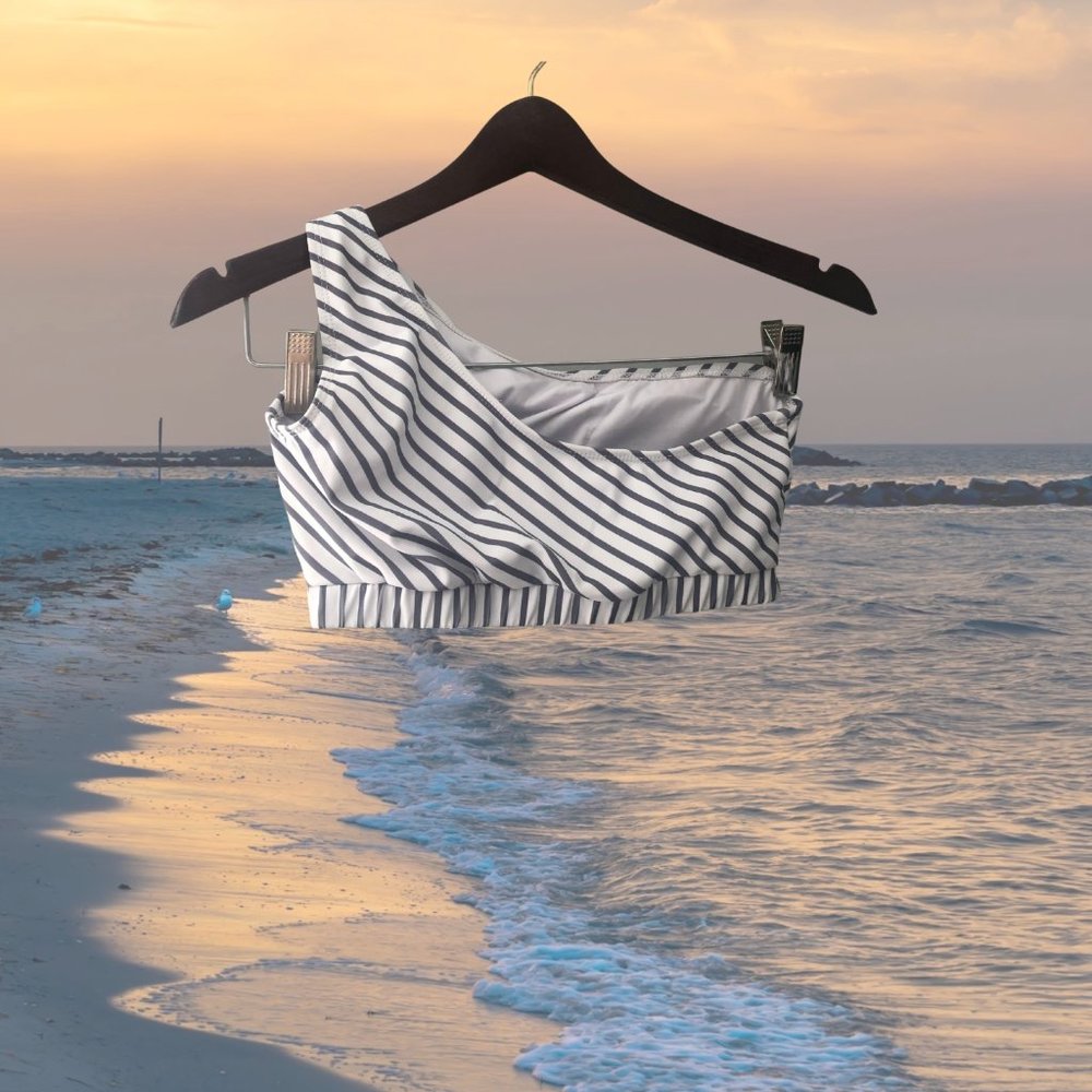 Striped One-Shoulder Bikini (Top & Bottom)